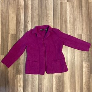 valerie stevens purple wool sweater/ Cardigan size small Opened With Pockets